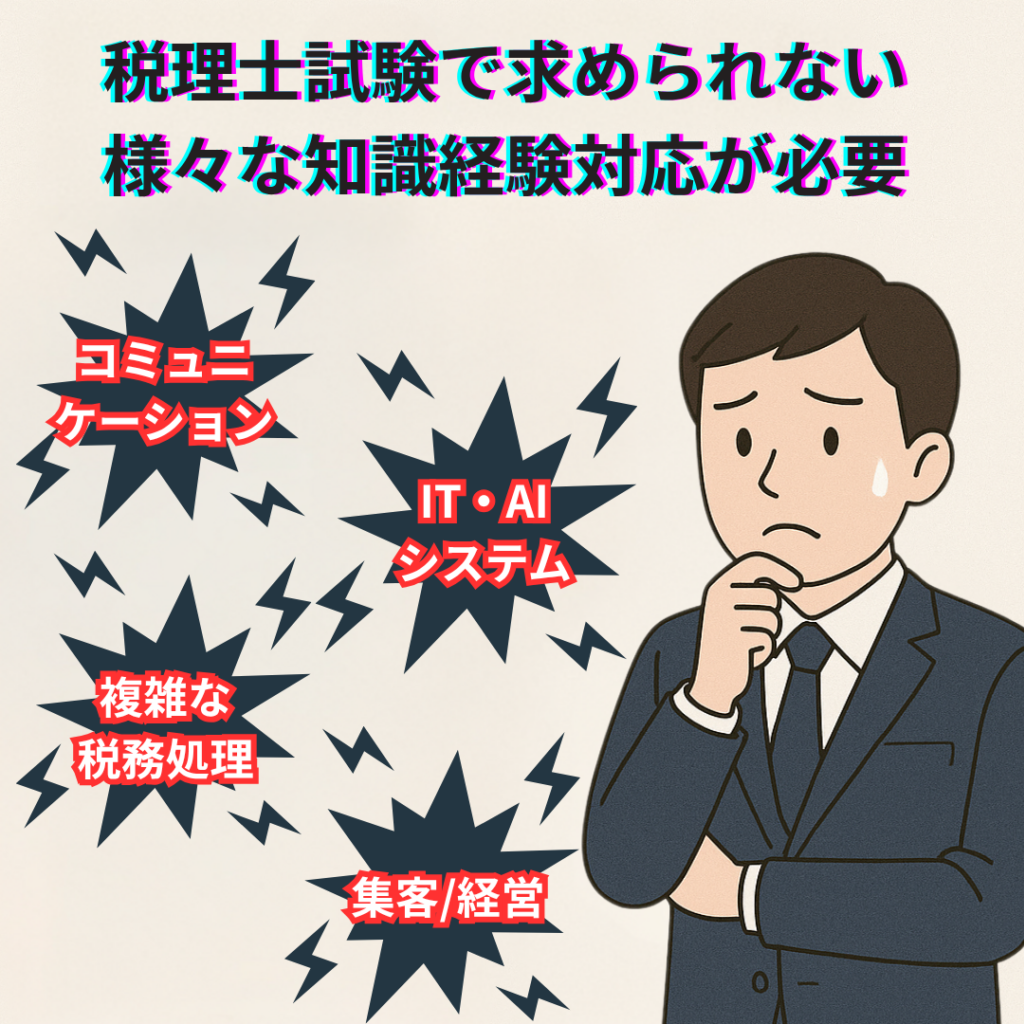 税理士試験で求められない
様々な知識経験対応が必要